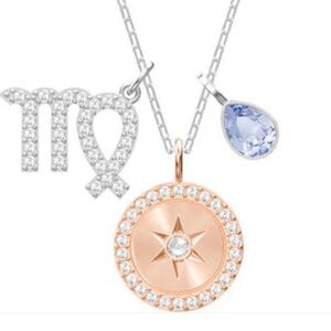 Zodiac Virgo Swarovski Rhodium Plated Pendant Necklace